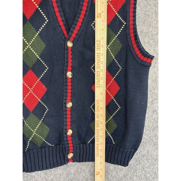 Vintage Woods & Gray Cardigan Men’s Large Argyle Knit Grandpa Retro Academia - Picture 6 of 8